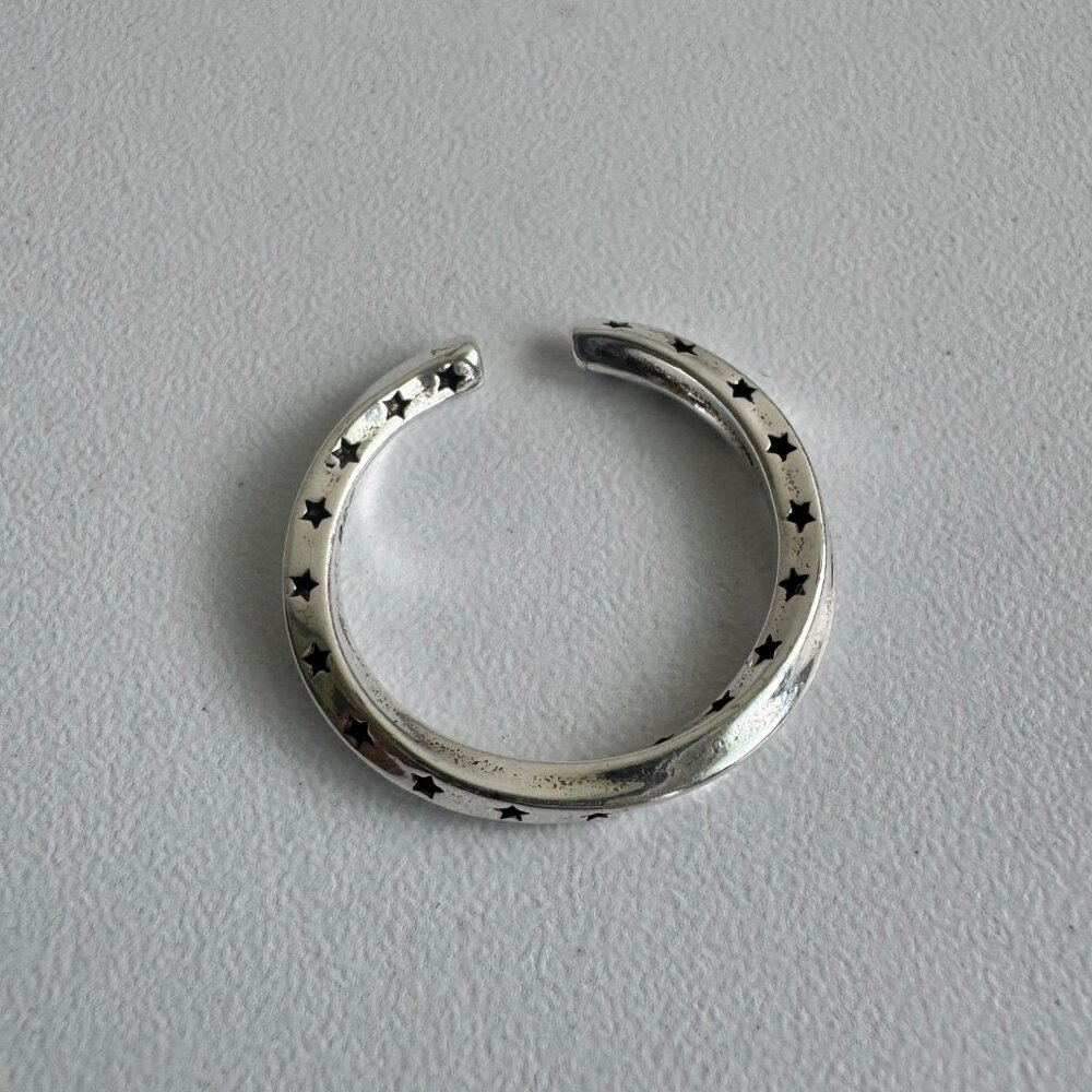 925 Sterling Silver Star Band Ring – Adjustable Open Design - Picture 4 of 6